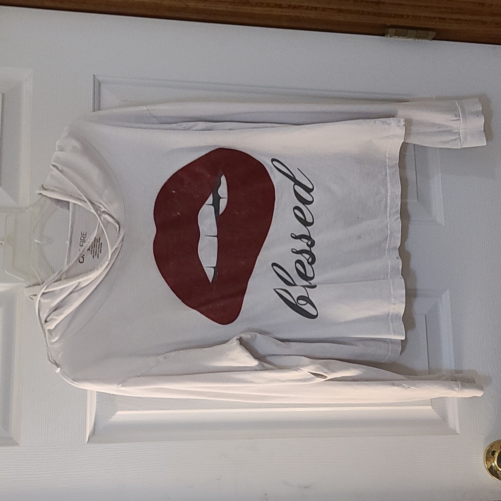 On Fire Crop Top, Size XL, White